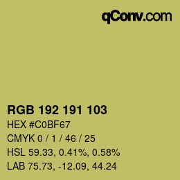 颜色代码: RGB 192 191 103 | qconv.com