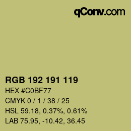 Color code: RGB 192 191 119 | qconv.com