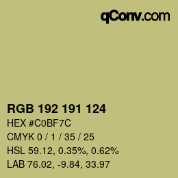颜色代码: RGB 192 191 124 | qconv.com