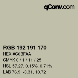 Color code: RGB 192 191 170 | qconv.com