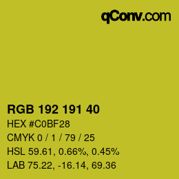 Color code: RGB 192 191 40 | qconv.com