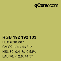 Color code: RGB 192 192 103 | qconv.com