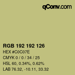 Color code: RGB 192 192 126 | qconv.com