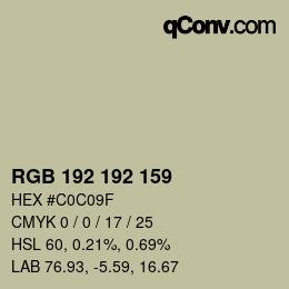 Color code: RGB 192 192 159 | qconv.com