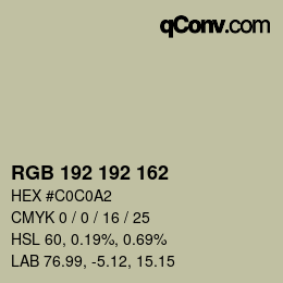 Color code: RGB 192 192 162 | qconv.com