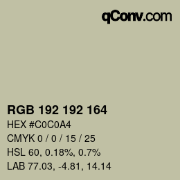 Color code: RGB 192 192 164 | qconv.com