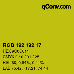 Color code: RGB 192 192 17 | qconv.com