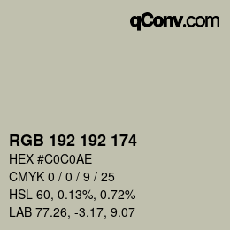 Color code: RGB 192 192 174 | qconv.com