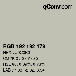 颜色代码: RGB 192 192 179 | qconv.com