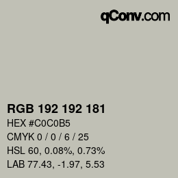カラーコード: RGB 192 192 181 | qconv.com