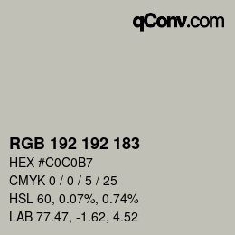 Color code: RGB 192 192 183 | qconv.com