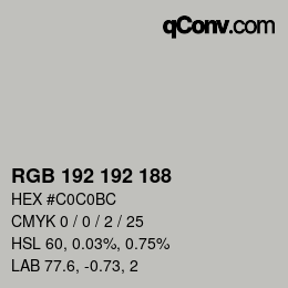 カラーコード: RGB 192 192 188 | qconv.com