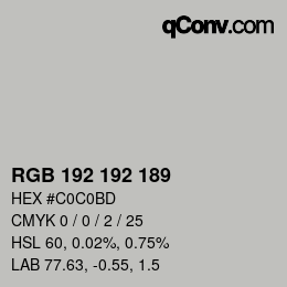Color code: RGB 192 192 189 | qconv.com