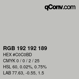 Color code: RGB 192 192 189 | qconv.com