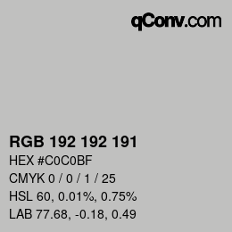 颜色代码: RGB 192 192 191 | qconv.com