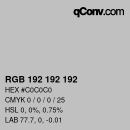 Farbcode: RGB 192 192 192 | qconv.com