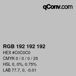 カラーコード: RGBA 192 192 192 1 | qconv.com