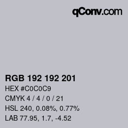 Código de color: RGB 192 192 201 | qconv.com