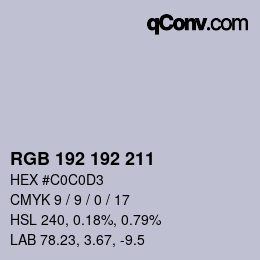 カラーコード: RGB 192 192 211 | qconv.com
