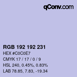 Color code: RGB 192 192 231 | qconv.com