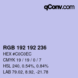 Color code: RGB 192 192 236 | qconv.com