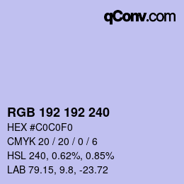 カラーコード: RGB 192 192 240 | qconv.com