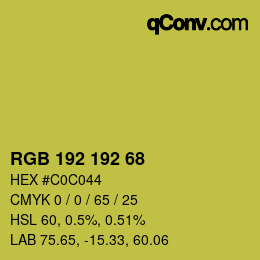 Color code: RGB 192 192 68 | qconv.com
