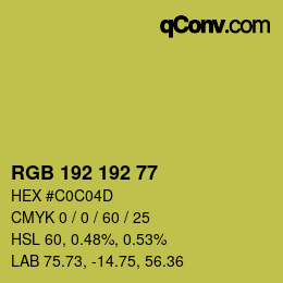 Color code: RGB 192 192 77 | qconv.com