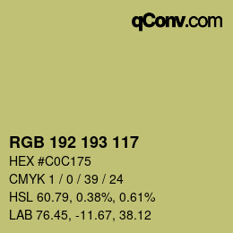 カラーコード: RGB 192 193 117 | qconv.com