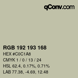 Color code: RGB 192 193 168 | qconv.com