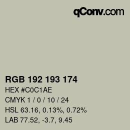 Color code: RGB 192 193 174 | qconv.com