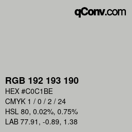 Color code: RGB 192 193 190 | qconv.com