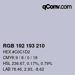 Color code: RGB 192 193 210 | qconv.com