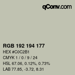 Código de color: RGB 192 194 177 | qconv.com