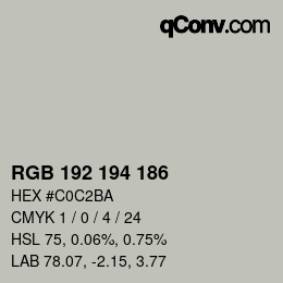 Color code: RGB 192 194 186 | qconv.com