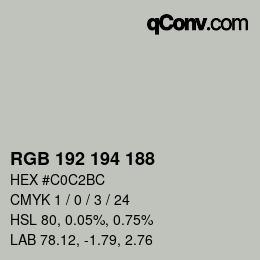 Color code: RGB 192 194 188 | qconv.com