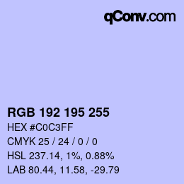 Color code: RGB 192 195 255 | qconv.com