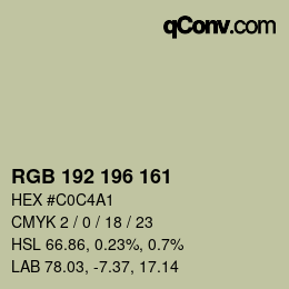 Color code: RGB 192 196 161 | qconv.com