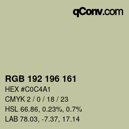 Color code: RGB 192 196 161 | qconv.com