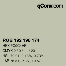 Color code: RGB 192 196 174 | qconv.com