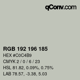 Color code: RGB 192 196 185 | qconv.com