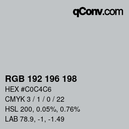 Color code: RGB 192 196 198 | qconv.com