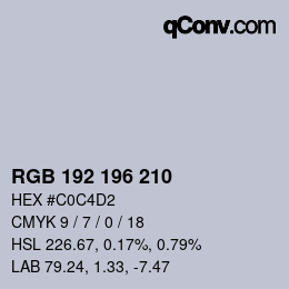 Color code: RGB 192 196 210 | qconv.com