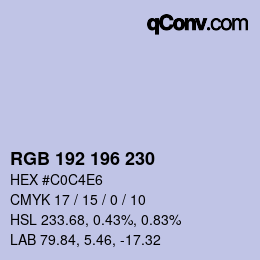 Color code: RGB 192 196 230 | qconv.com