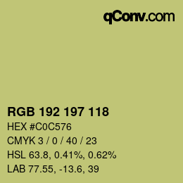 Color code: RGB 192 197 118 | qconv.com