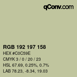 Color code: RGB 192 197 158 | qconv.com