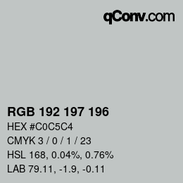 Código de color: RGB 192 197 196 | qconv.com