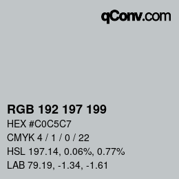 Color code: RGB 192 197 199 | qconv.com