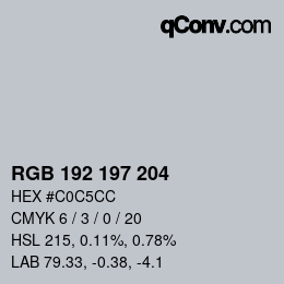 Color code: RGB 192 197 204 | qconv.com