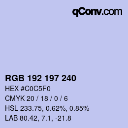 Código de color: RGB 192 197 240 | qconv.com